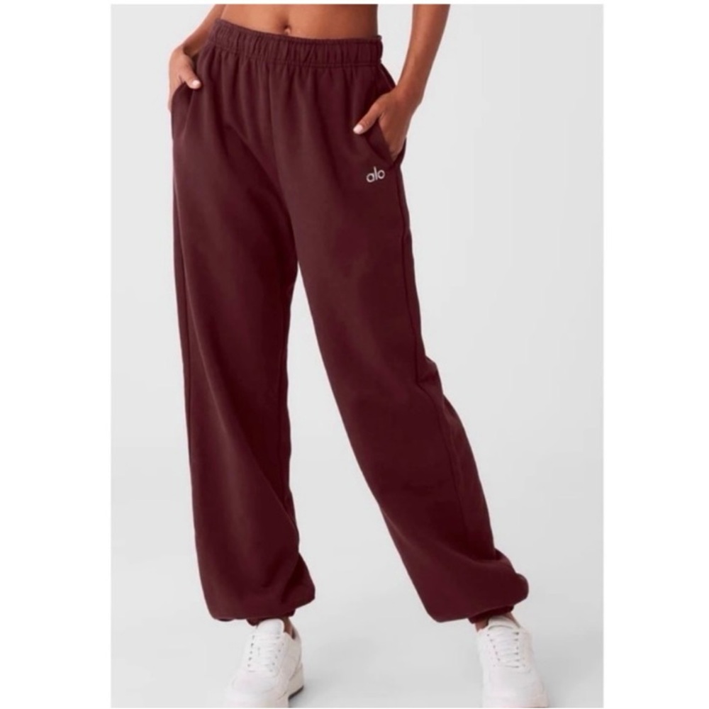 Alo Yoga Accolade Sweatpants Cotton Joggers Cherry Cola Red Size extra small